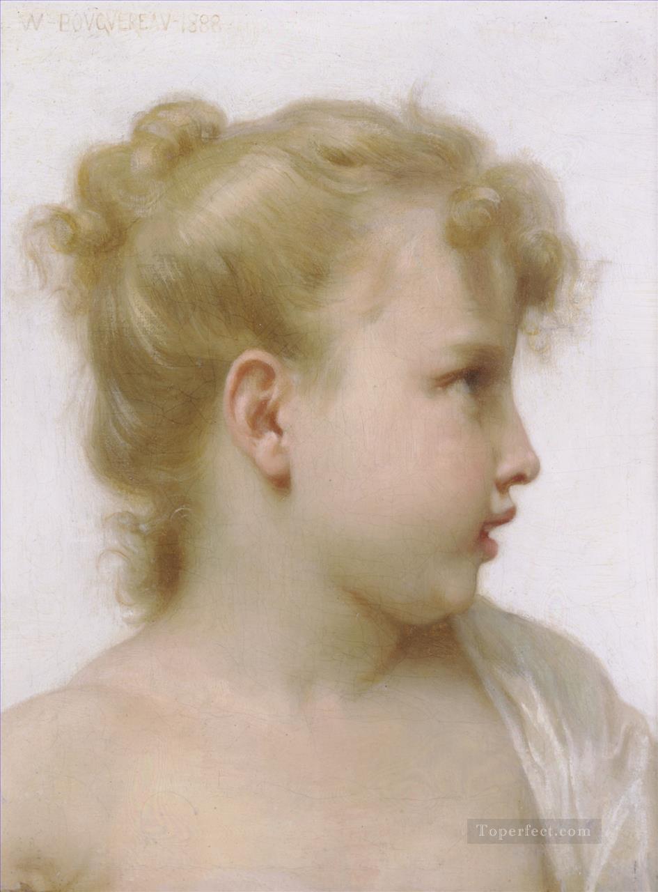 Etude tete de petite fille tete de petite fille Realism William Adolphe Bouguereau Oil Paintings